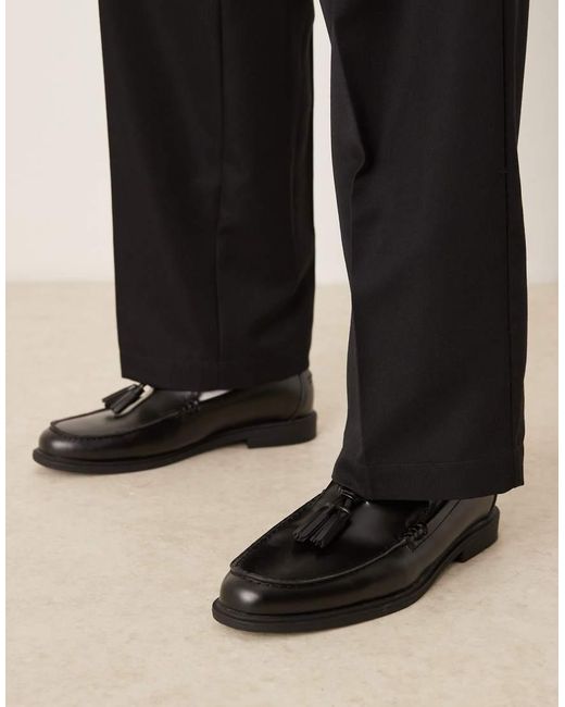 ASOS Black Faux Leather Tassel Loafers for men