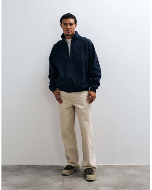 Collusion Blue Boxy Funnel Neck for men