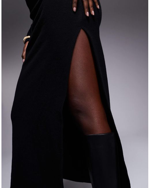ASOS Black – superweiches, langärmliges maxikleid