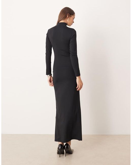 Gina Tricot Natural Soft Tie Front Knot Long Sleeve Maxi Dress With Low Back