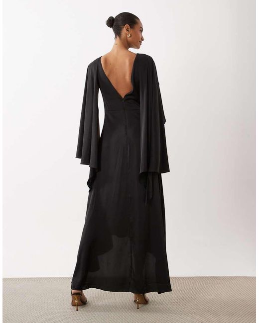 TFNC London White Cape Top Satin Maxi Dress With Wrap Skirt