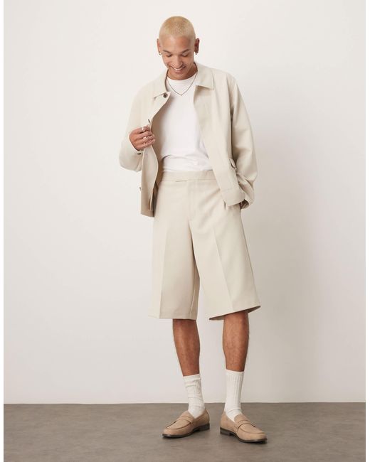ASOS – elegante bermuda-shorts aus twill in Natural für Herren