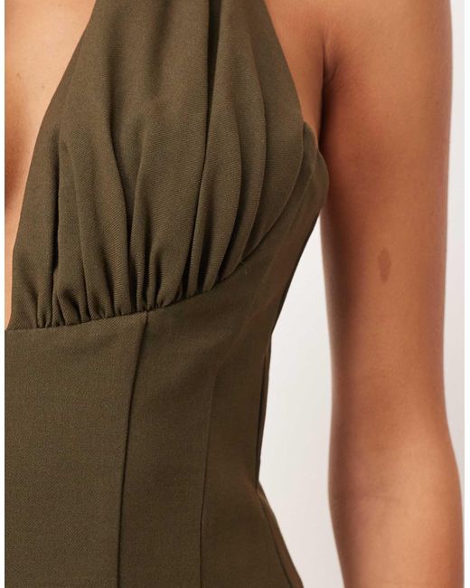 ARRANGE Green Tailored Plunge Halter Top