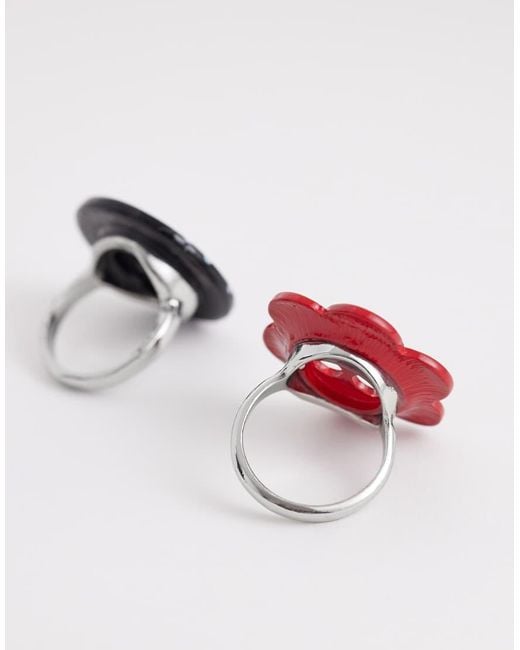 Reclaimed Vintage Red 2 Pack Of Button Rings