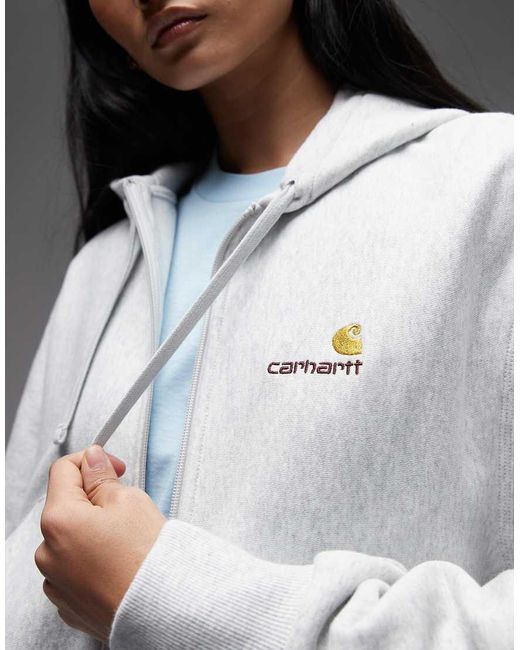 Carhartt Gray American Script Zip Through Hoodie
