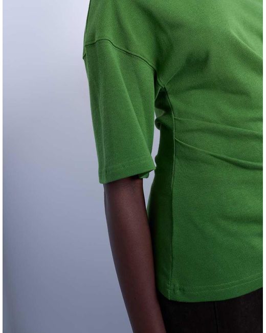 TOPSHOP Green Twisted Detail T-Shirt