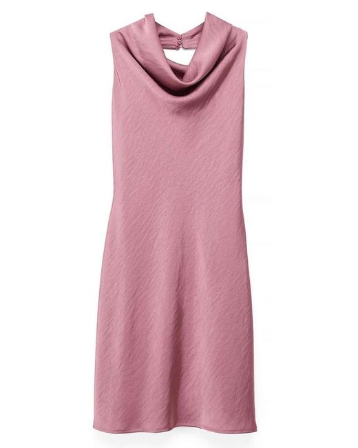 NA-KD Pink Halterneck Draped Satin Mini Dress