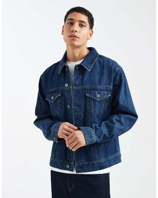ASOS Blue Denim Trucker Jacket for men