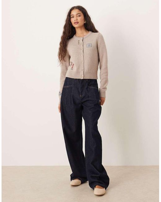 Abercrombie & Fitch Natural Shrunken Motif Cardigan