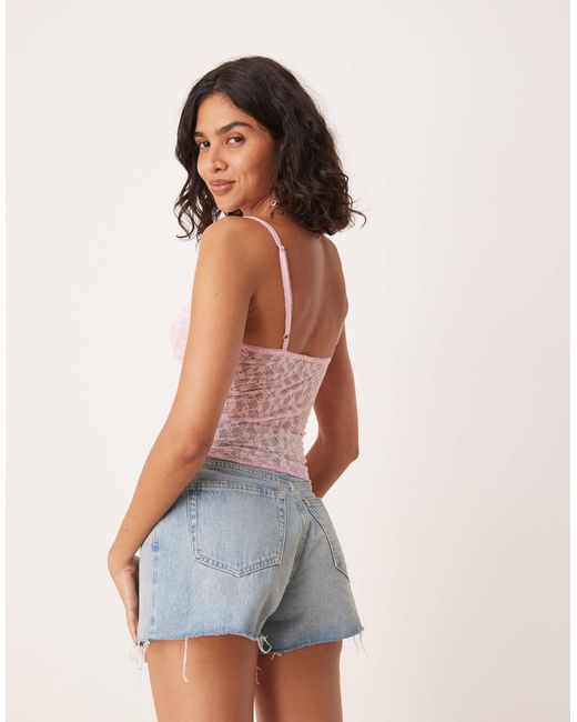 ASOS Pink Lettuce Hem Lace Cami Top
