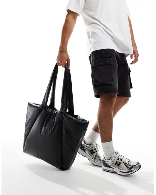 ASOS Black Puffer Tote Bag for men