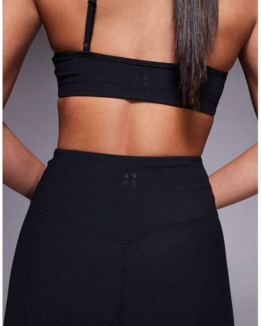 4505 Blue Micro Rib Knit Wrap Waist Slim Kick Yoga leggings