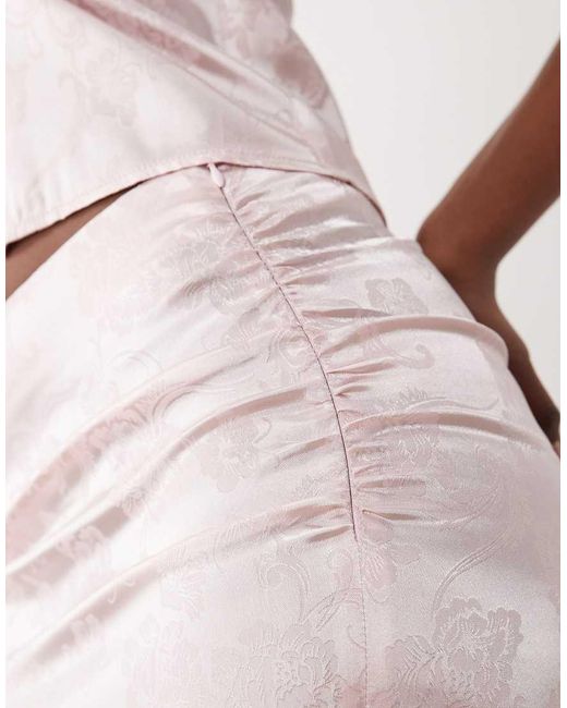 The Frolic Natural Exclusive Satin Jacquard Mini Skirt Co-ord