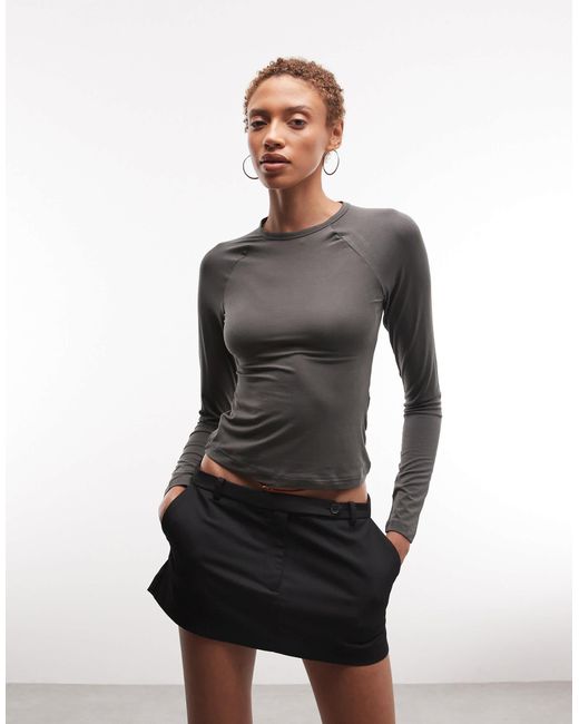 Rahtech Weekday Weekday Plunge Long Sleeve Top in Black | Lyst