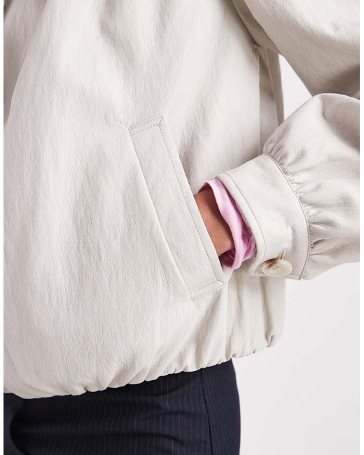 Miss Selfridge Natural Faux Leather Gathered Detail Jacket