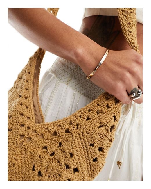 Glamorous Natural Crochet Slouchy Tote Bag