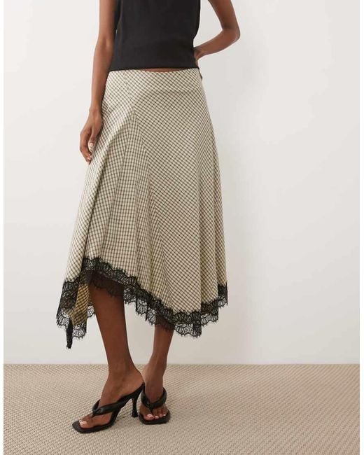Jdy Natural Lace Detail Asymmetric Midi Skirt