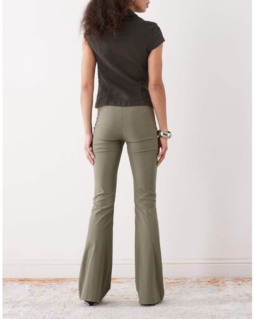 Monki Natural Flared Tailored Trousers