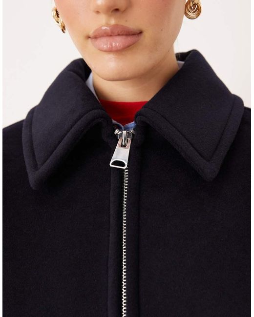 Mango Blue Oversized Puffball Harrington Jacket