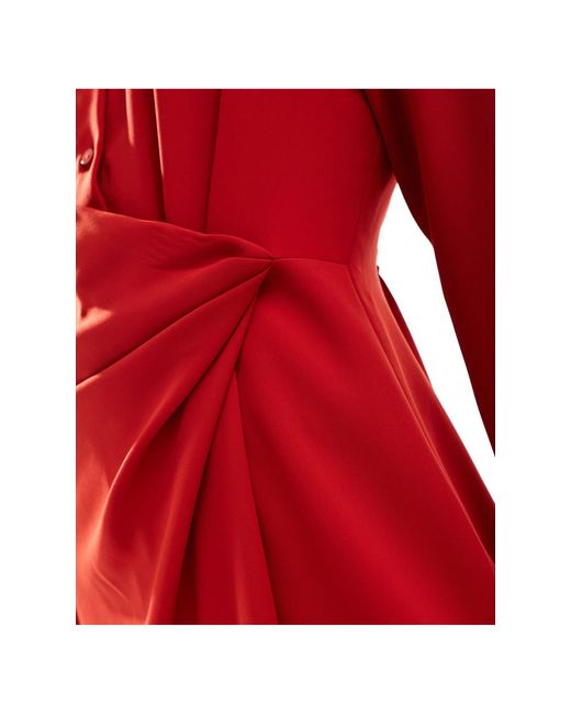 Mango Red Tie Waist Midi Dress