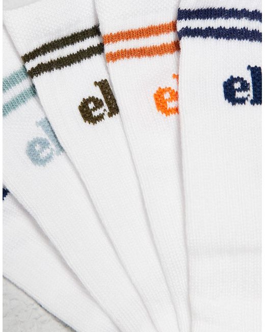 Ellesse White 5 Pack Logo Sports Socks for men