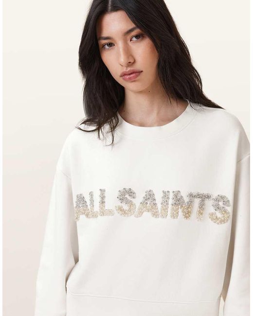 Sudadera Blanco Óptico Con Perlas Separo De AllSaints de color White