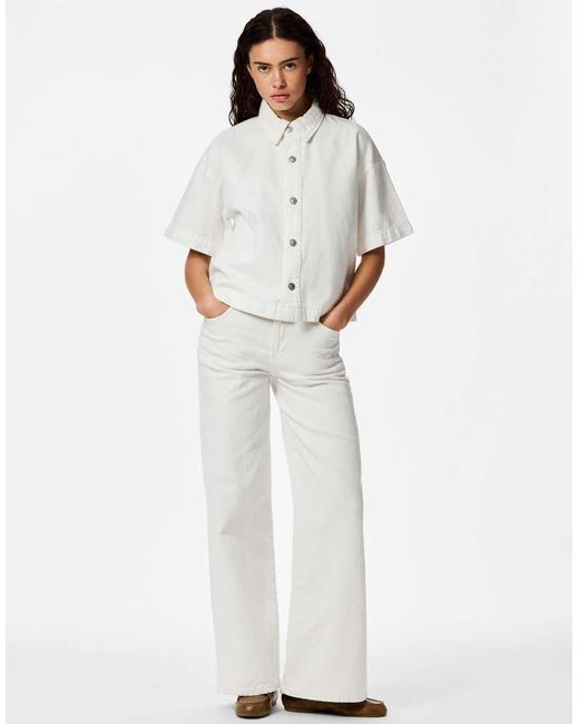 Pieces White Denim Shirt
