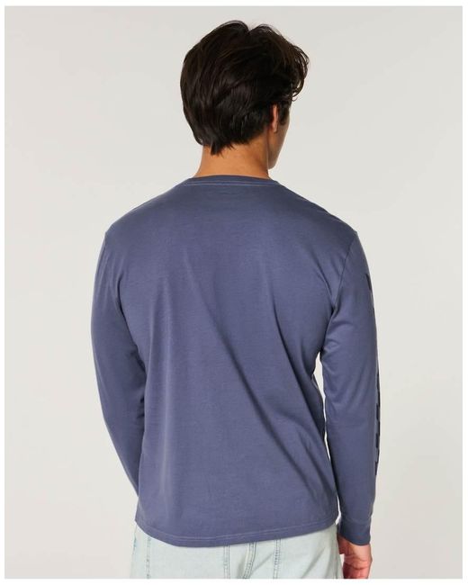 Hollister Blue Long-Sleeve Oracle Bull Racing Tee for men