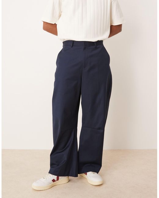 ASOS Blue Smart Horseshoe Trousers With Front Pleat for men