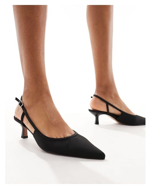 Zapatos negros con tira talonera y tacón bajo strut ASOS de color White