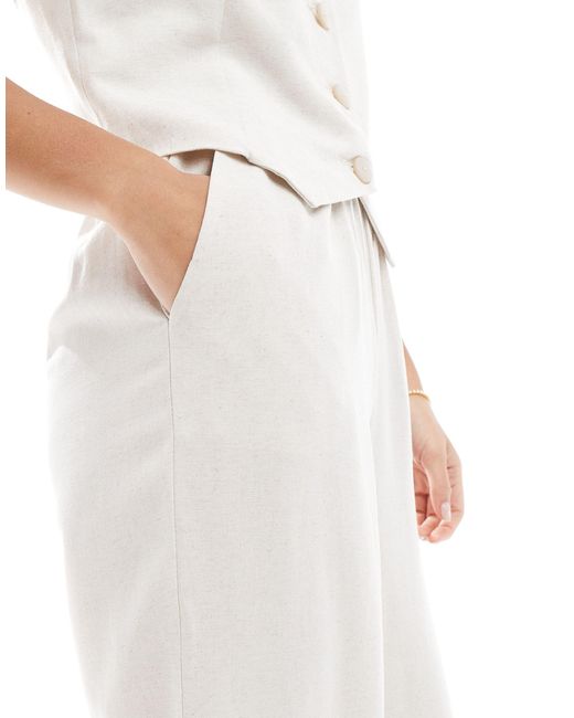 Pantalon large d'ensemble effet lin - sable neutre Y.A.S en coloris White