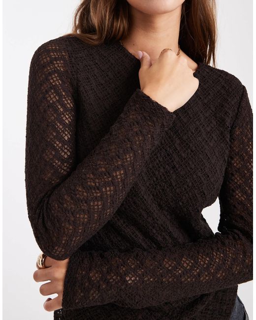 ONLY Black Lace Long Sleeve Top