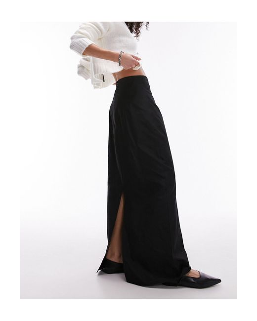 TOPSHOP Black Super High-waist Technical Maxi Skirt