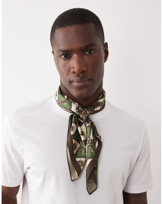 ASOS White Patterned Satin Headscarf for men