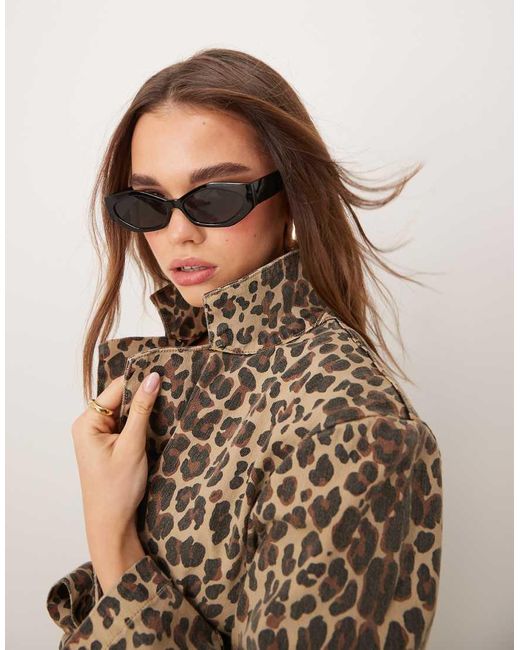Chaqueta Vaquera De Corte Alargado Con Estampado De Leopardo De Never Fully Dressed de color Multicolor