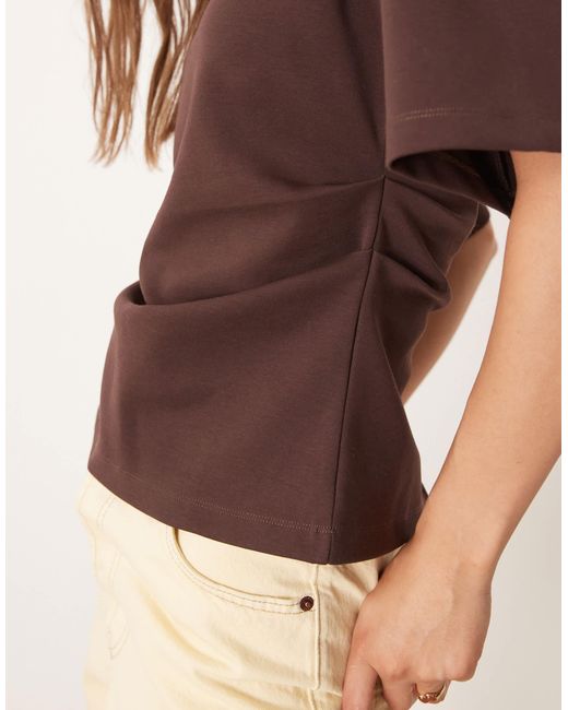 ASOS Brown Interlock Corset Waist T-shirt