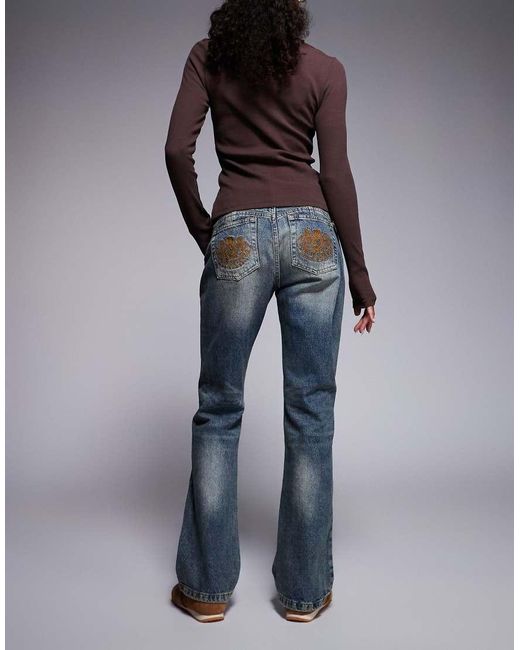 Juicy Couture Blue Skinny Diamante Logo Low Rise Jeans