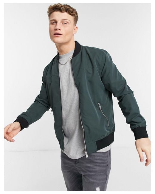 River Island Green Bomber Jacket for Men | Lyst