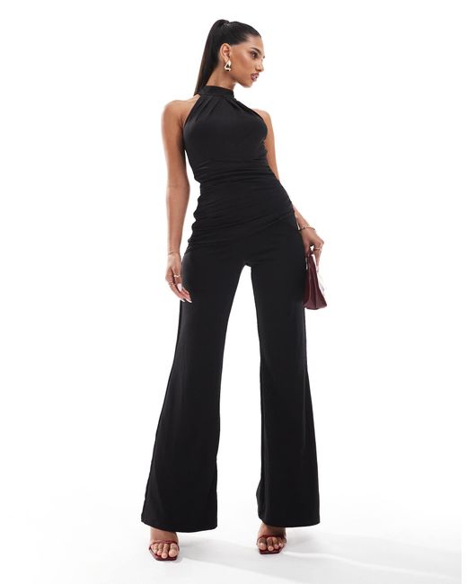 AX Paris Blue – hochgeschlossener, geraffter jumpsuit