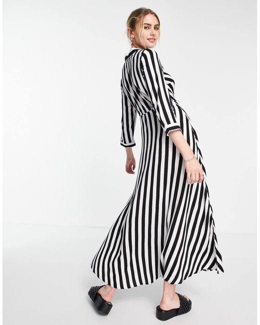 Y.A.S White Y.a.s – maxi-hemdkleid mit plakativem streifenmuster