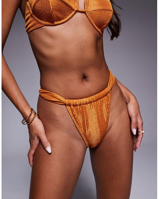 South Beach Orange – seitlich geraffte bikinihose