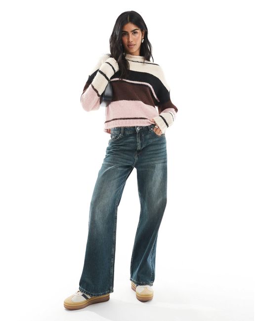 Daisy Street Multicolor Daisy Streer Turtle Neck Striped Sweater