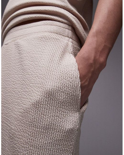 Topman – oversize-shorts aus jersey mit oversize-schnitt und plissierter knitterstruktur in Gray für Herren