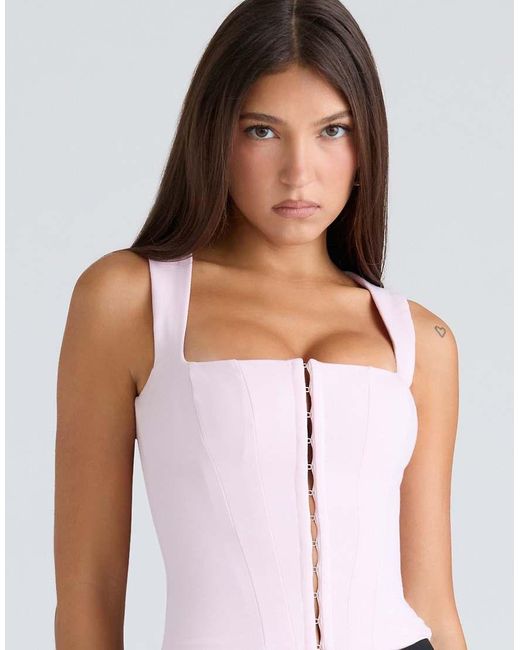 House Of Cb White The Balconette Fitted Corset Top