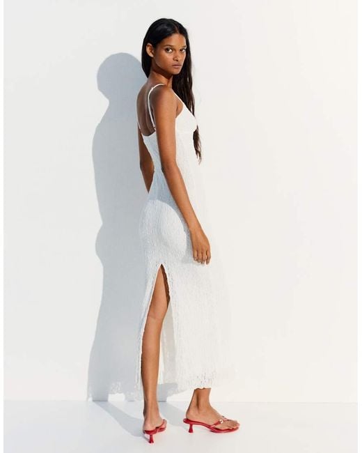 Bershka Black Lace Strap Midi Dress