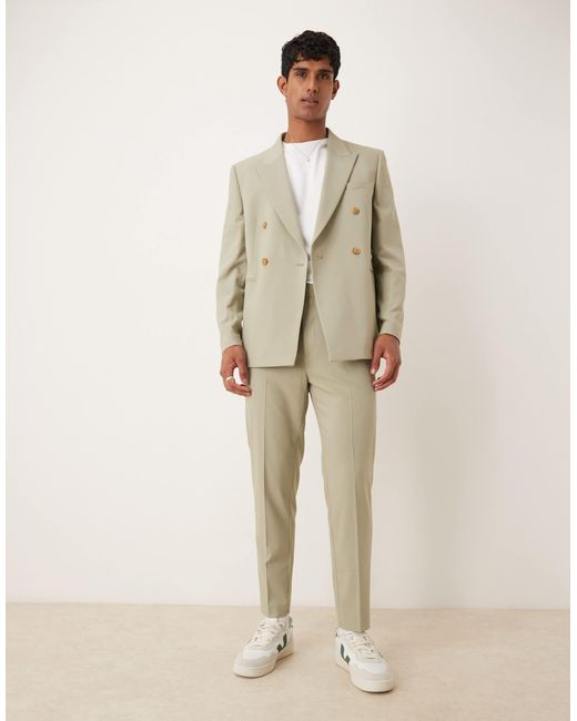 ASOS Natural Double Breasted Regular Suit Jacket for men