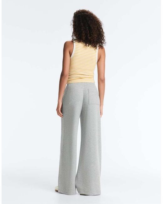 Oysho White Long Rib Round Neck Modal Tank Top
