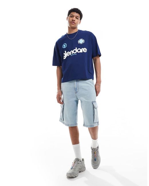 ASOS Recht Oversized T-Shirt Met Grafische Sportprint in het Blue voor heren