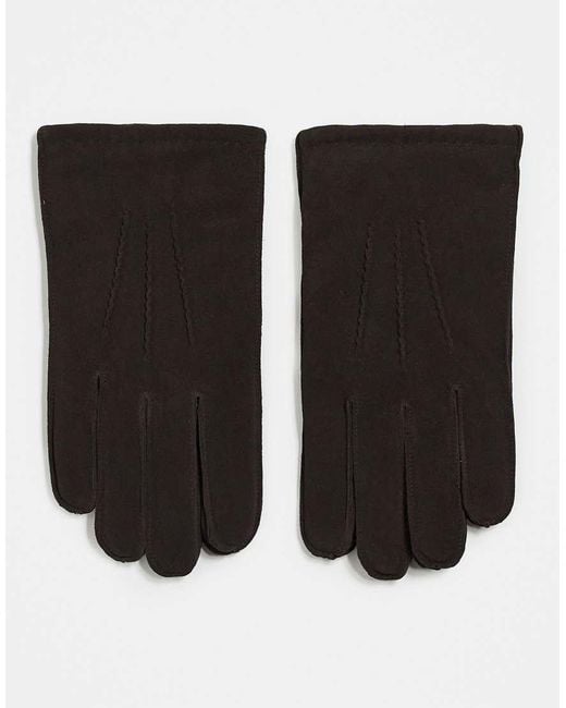 ASOS Black Premium Suede Leather Gloves for men