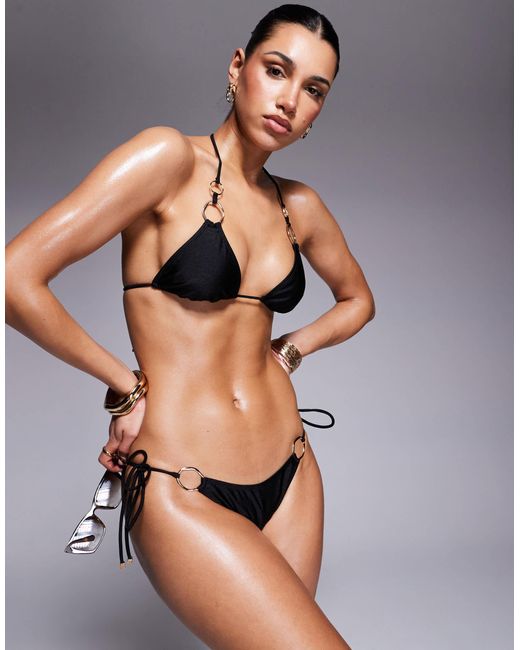 South Beach Black – seitlich gebundene bikinihose